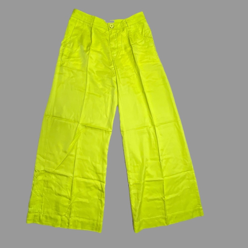 💛 2 💛 NWT Anthro Pants Trousers Wide Leg Bright Low Rise Patch Pockets​ - Picture 2 of 9